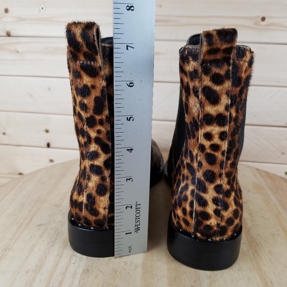 Rebecca Minkoff Sabeen Too 6 US Chelsea Booties Leopard Print Cow Fur Boots NEW - Picture 5 of 12